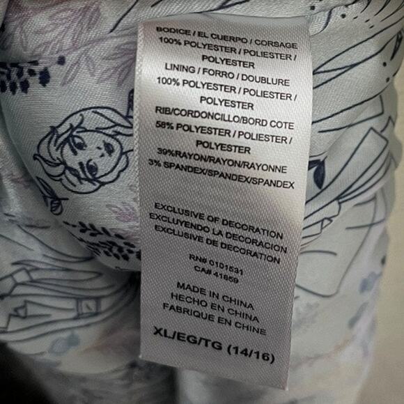 Disney Frozen II White Faux Fur Bomber Jacket Full Zip satin lined girl XL 14/16 - Picture 4 of 4